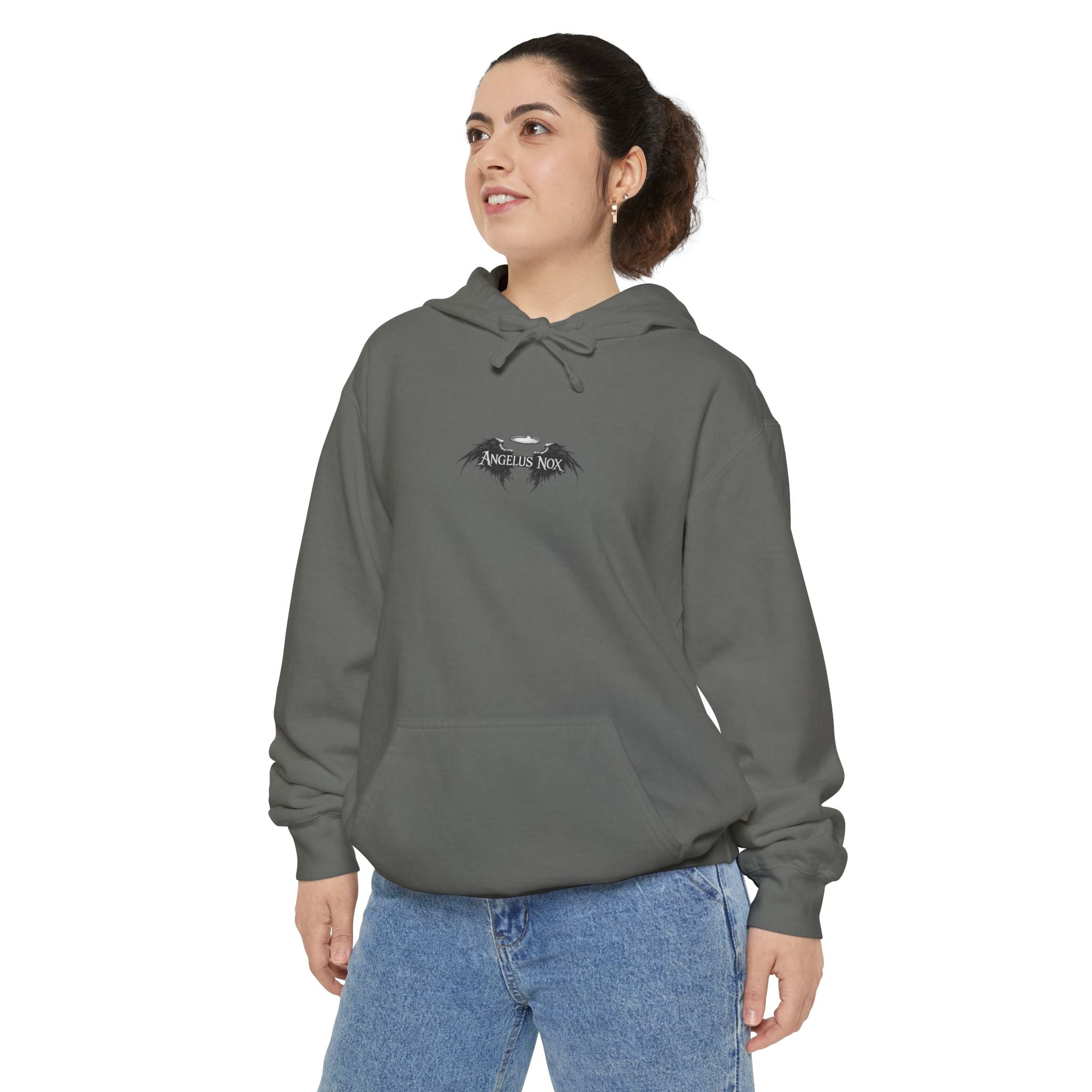 Hoodie — Minimal Gothic Bat Chest Print
