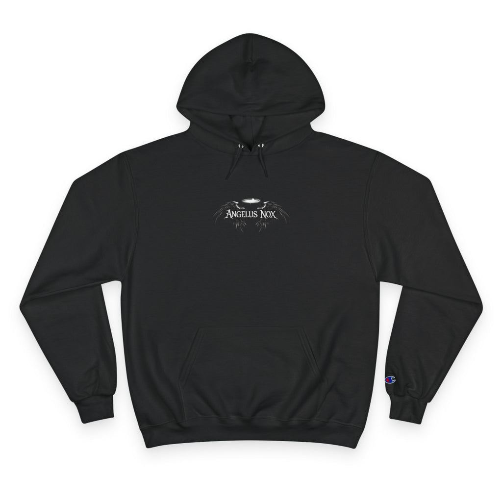 Angelus Nox Hoodie — Gothic Black Pullover with Winged Logo