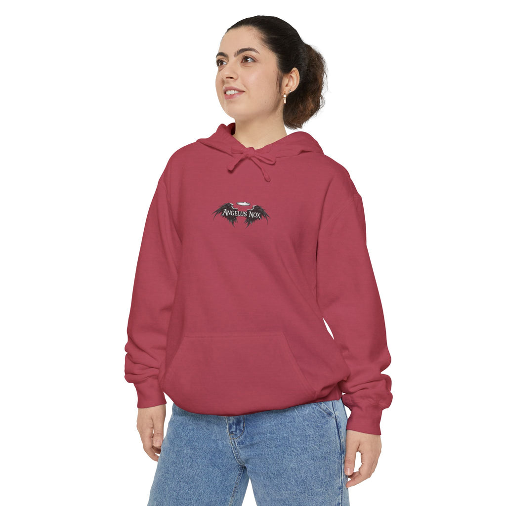 Hoodie — Minimal Gothic Bat Chest Print