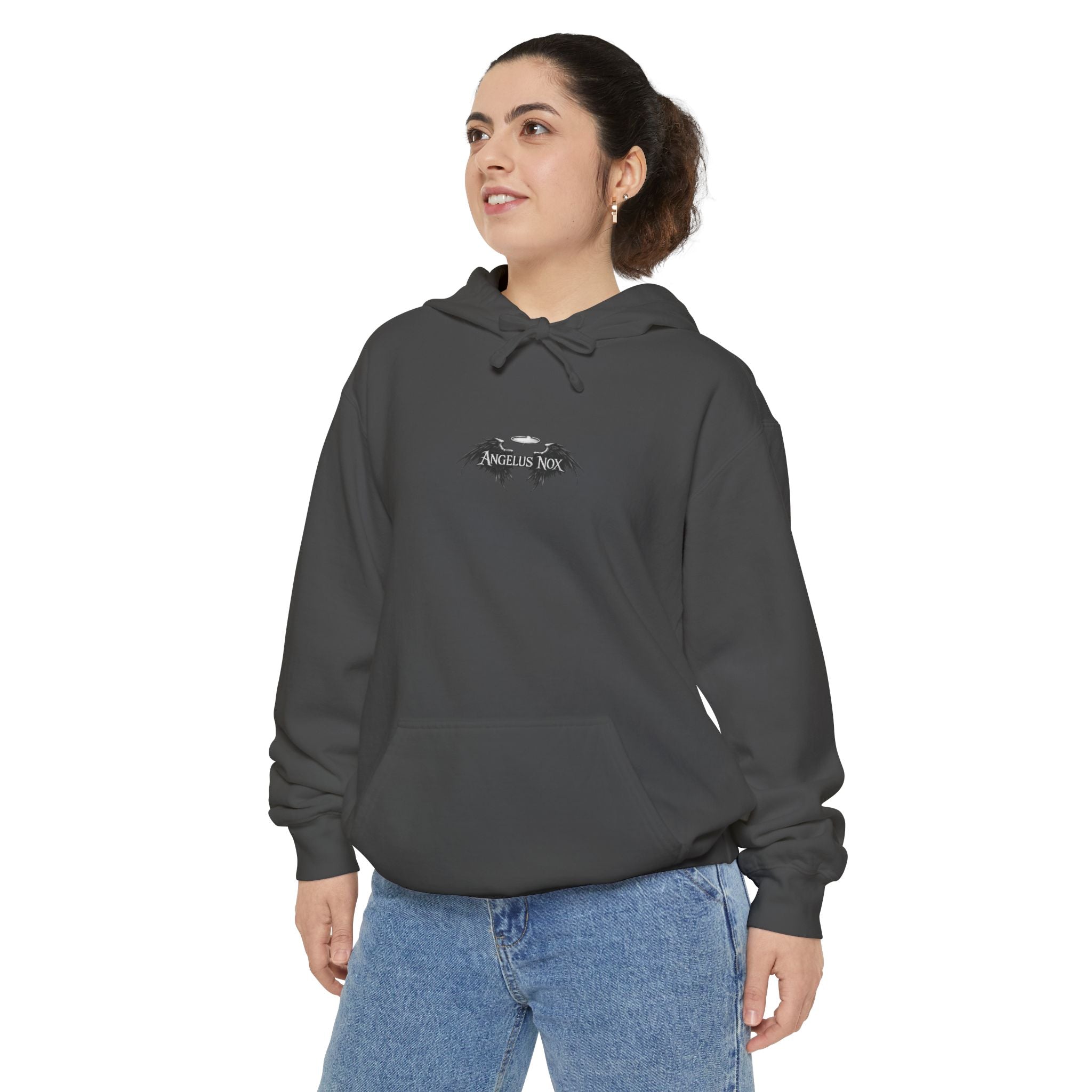 Hoodie — Minimal Gothic Bat Chest Print