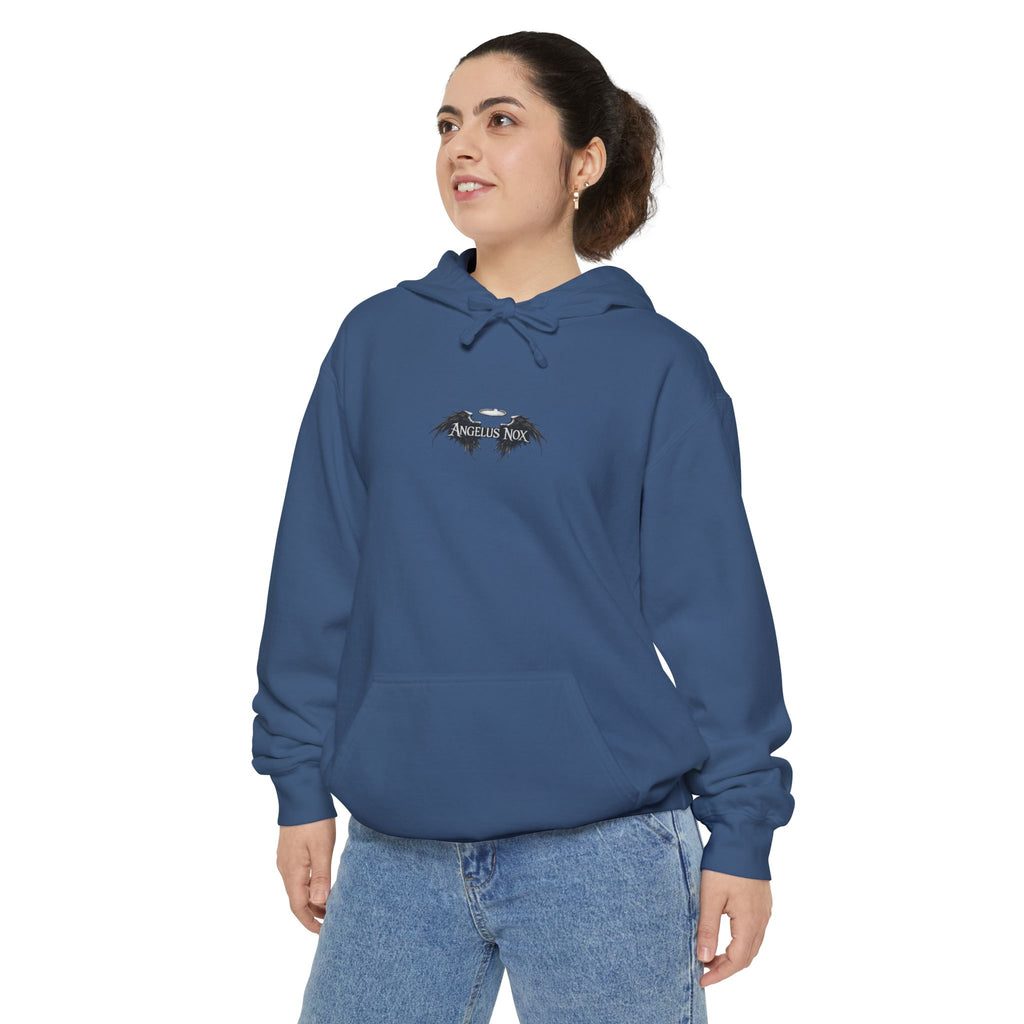 Hoodie — Minimal Gothic Bat Chest Print