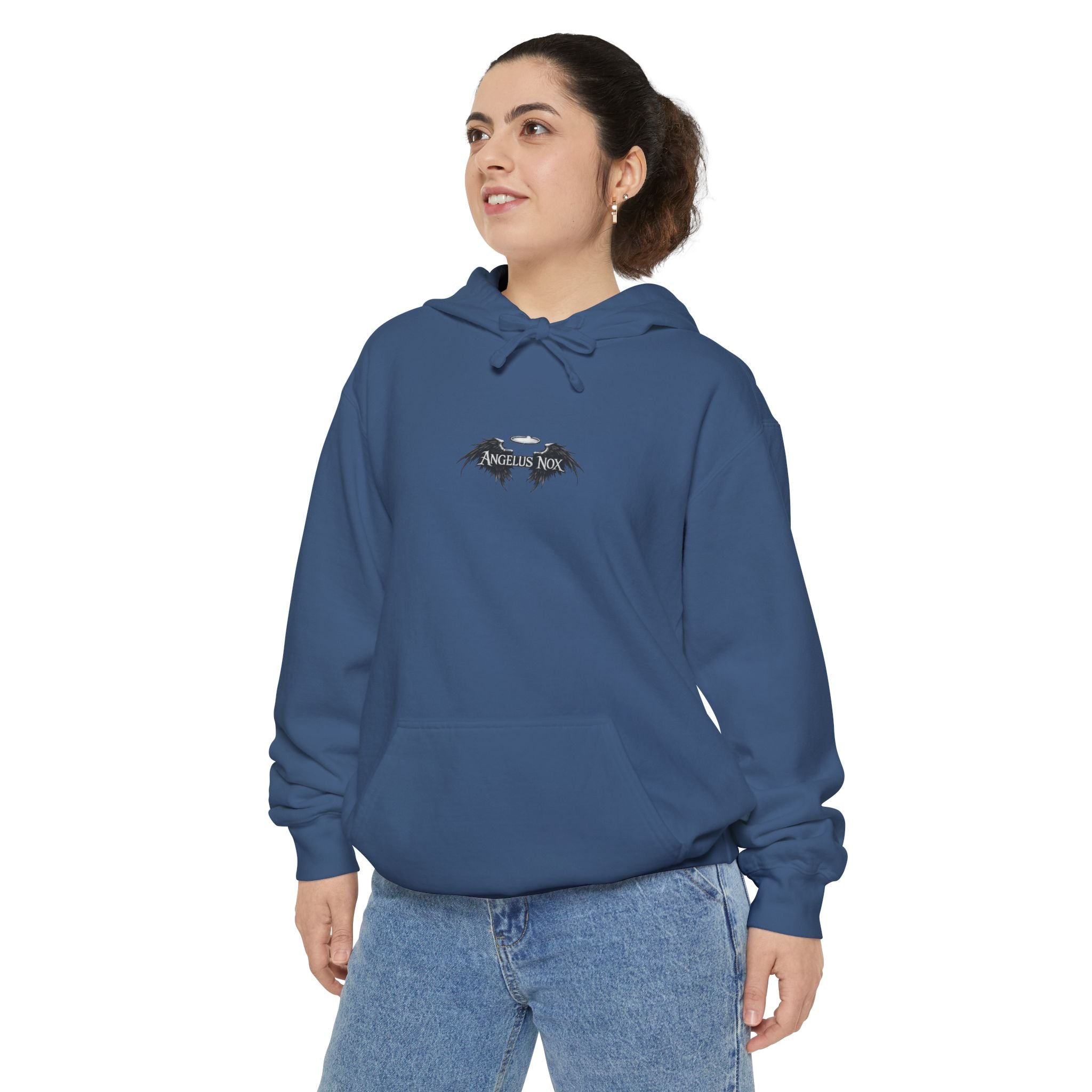 Hoodie — Minimal Gothic Bat Chest Print